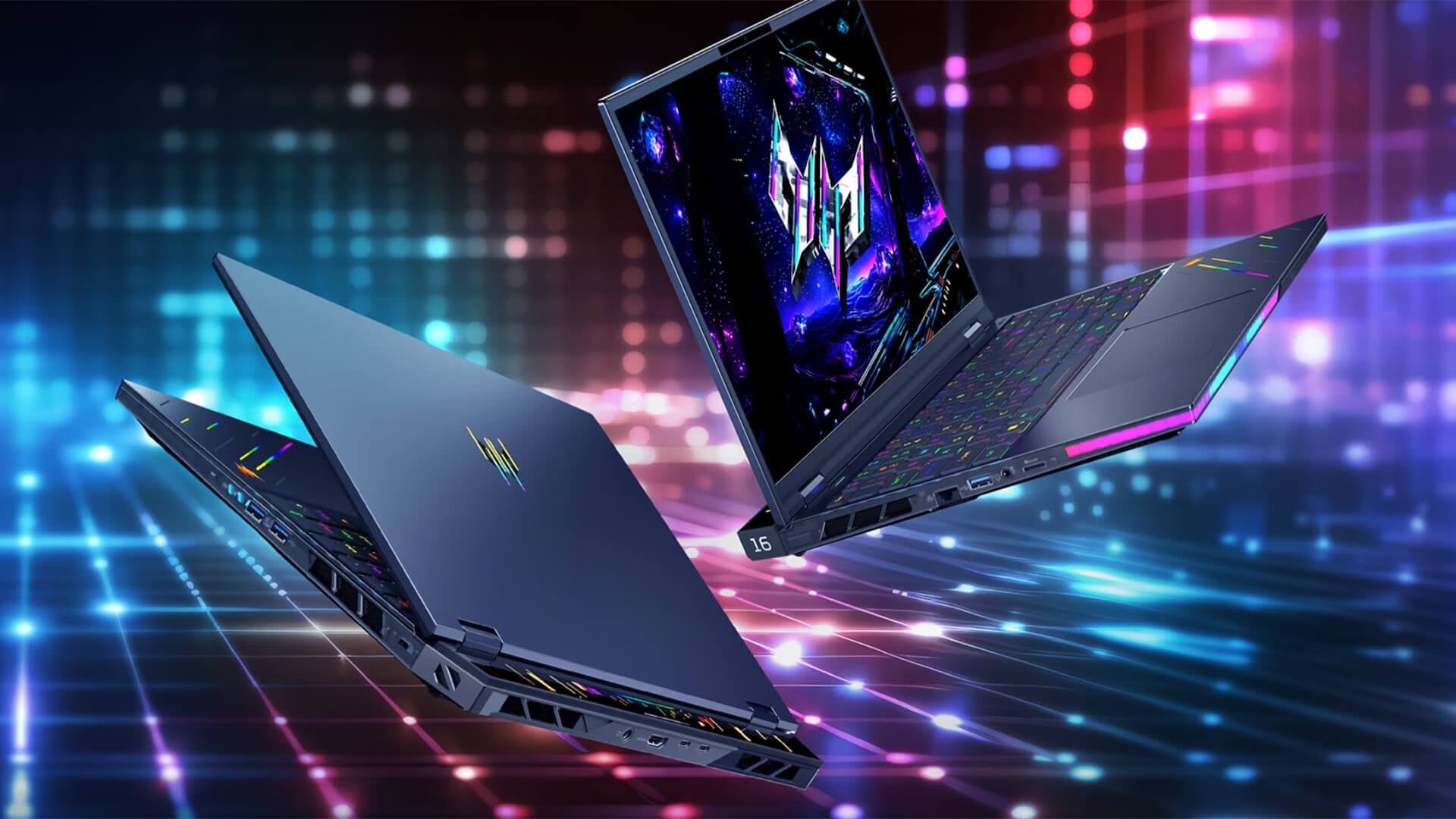 Acer Predator gaming laptop with RGB keyboard lighting.
