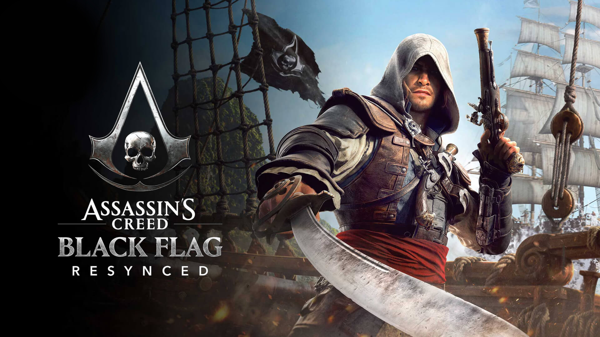 Edward Kenway holding a sword in Black Flag Resynced.