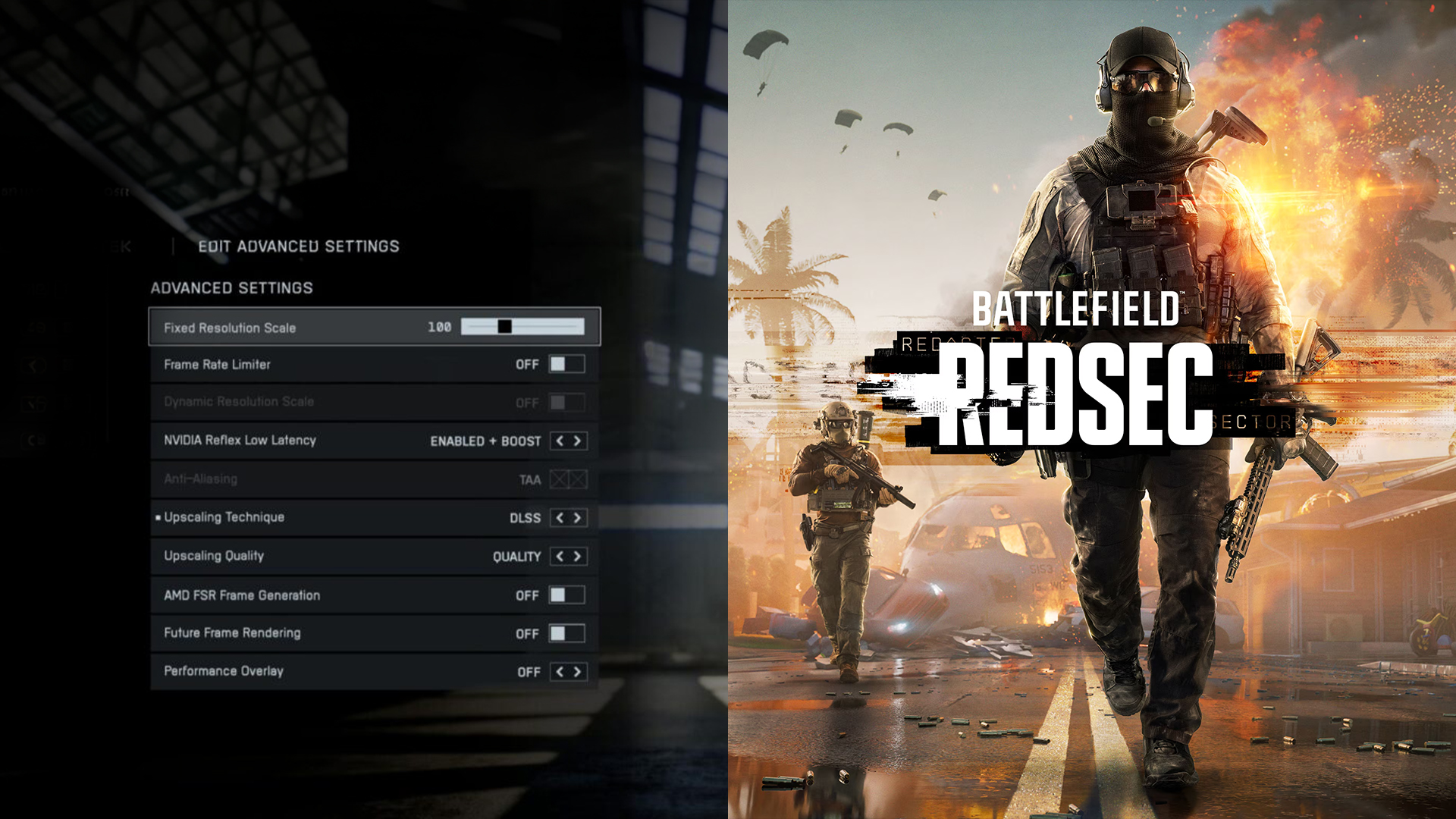 Advanced graphics settings menu for Battlefield 6 RedSec.