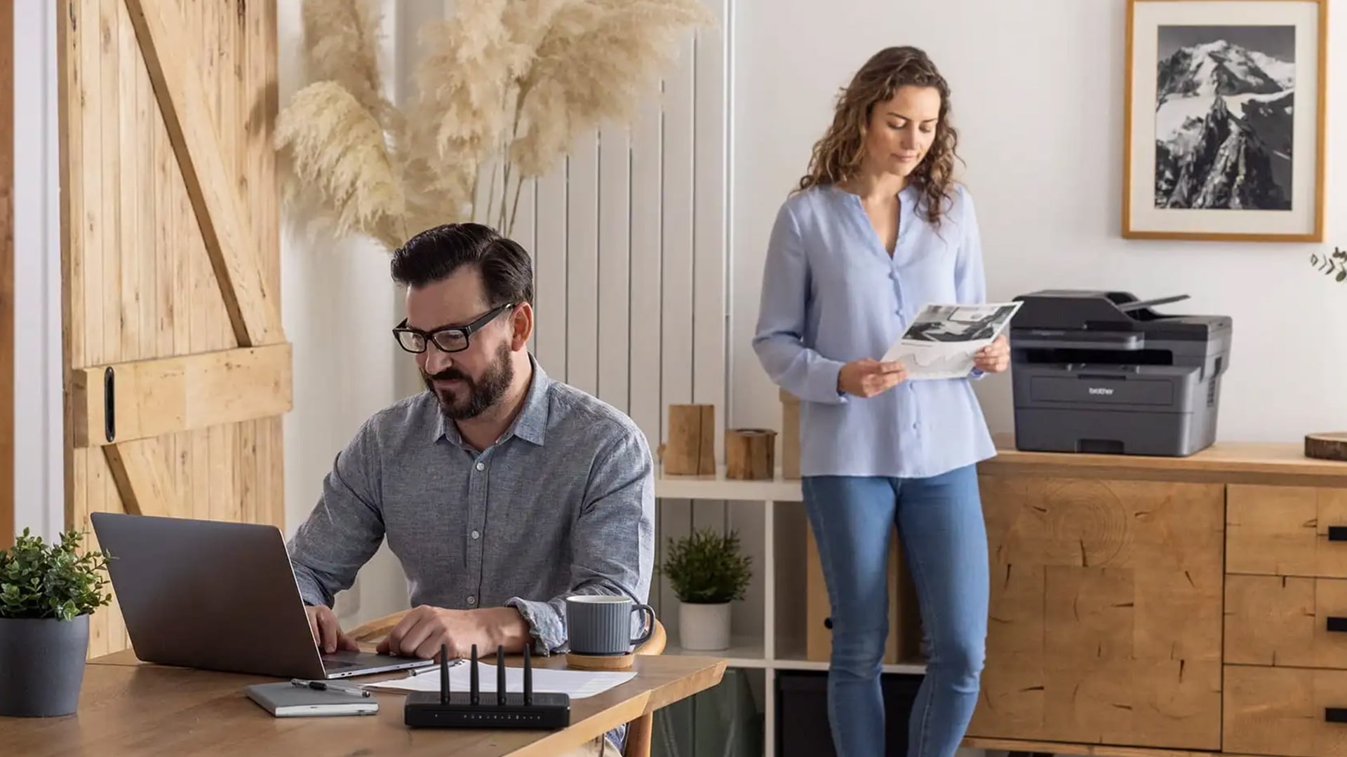 Connecting Brother printer to WiFi in a home office.