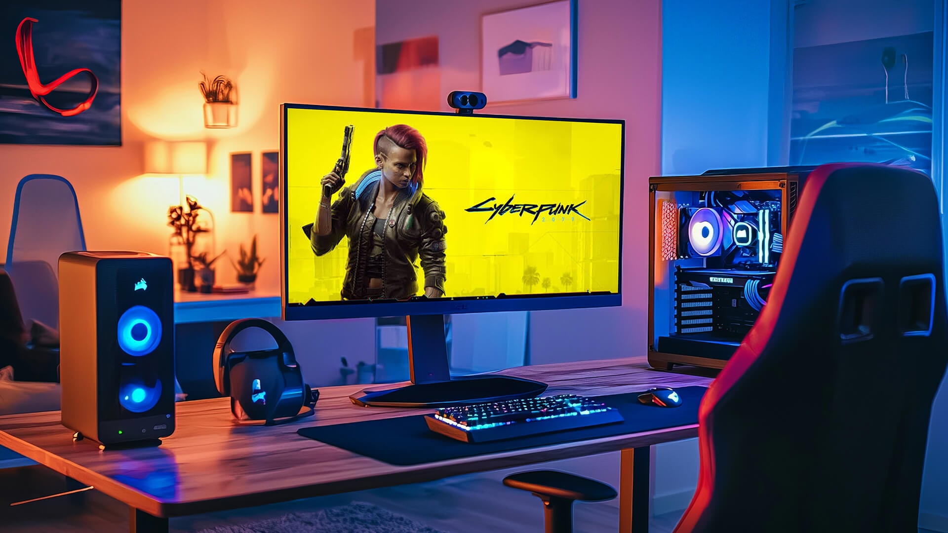 Cyberpunk 2077 displayed on a high-performance gaming PC.