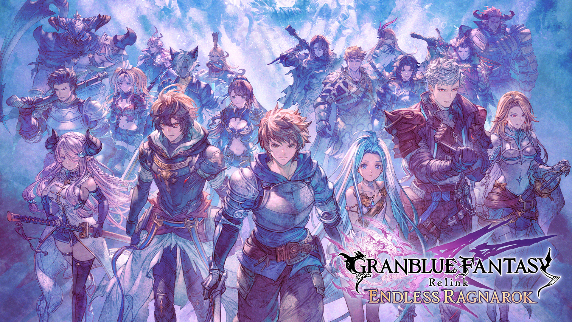 Character lineup artwork for Granblue Fantasy Relink expansion.