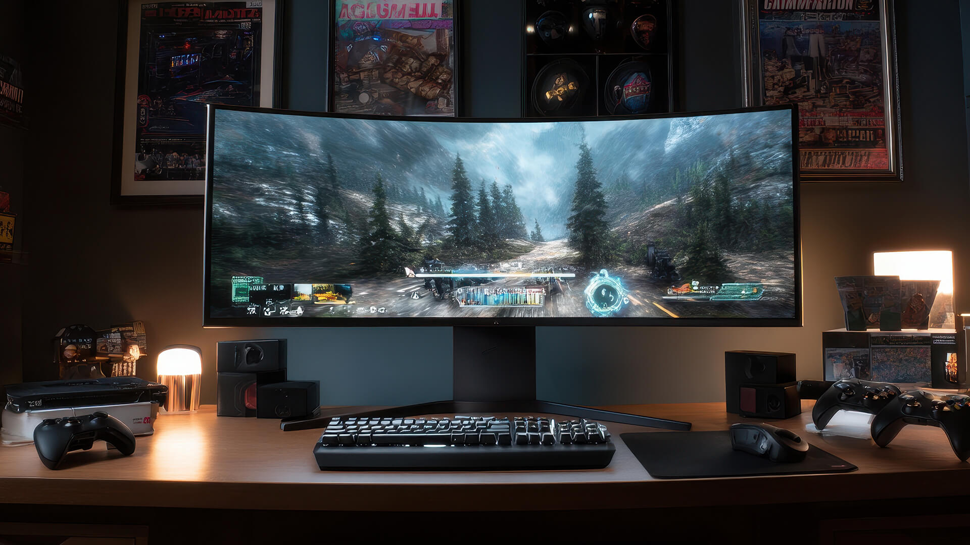 Ultrawide gaming monitor setup for high FPS gameplay.