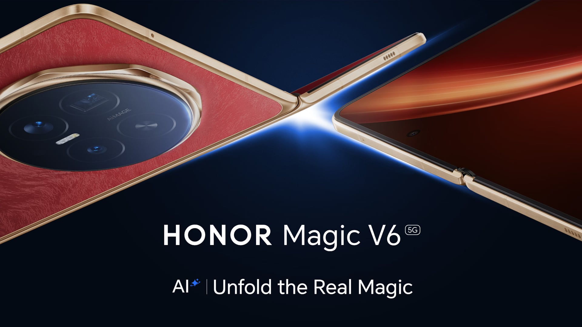 HONOR Magic V6 foldable smartphone showing outer and inner displays.