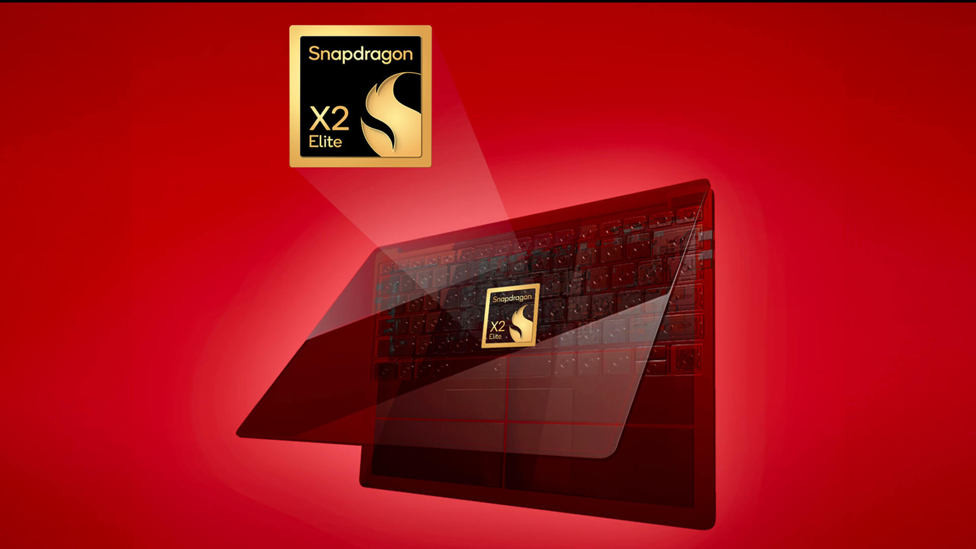 Snapdragon X2 Elite badge on a modern laptop keyboard.