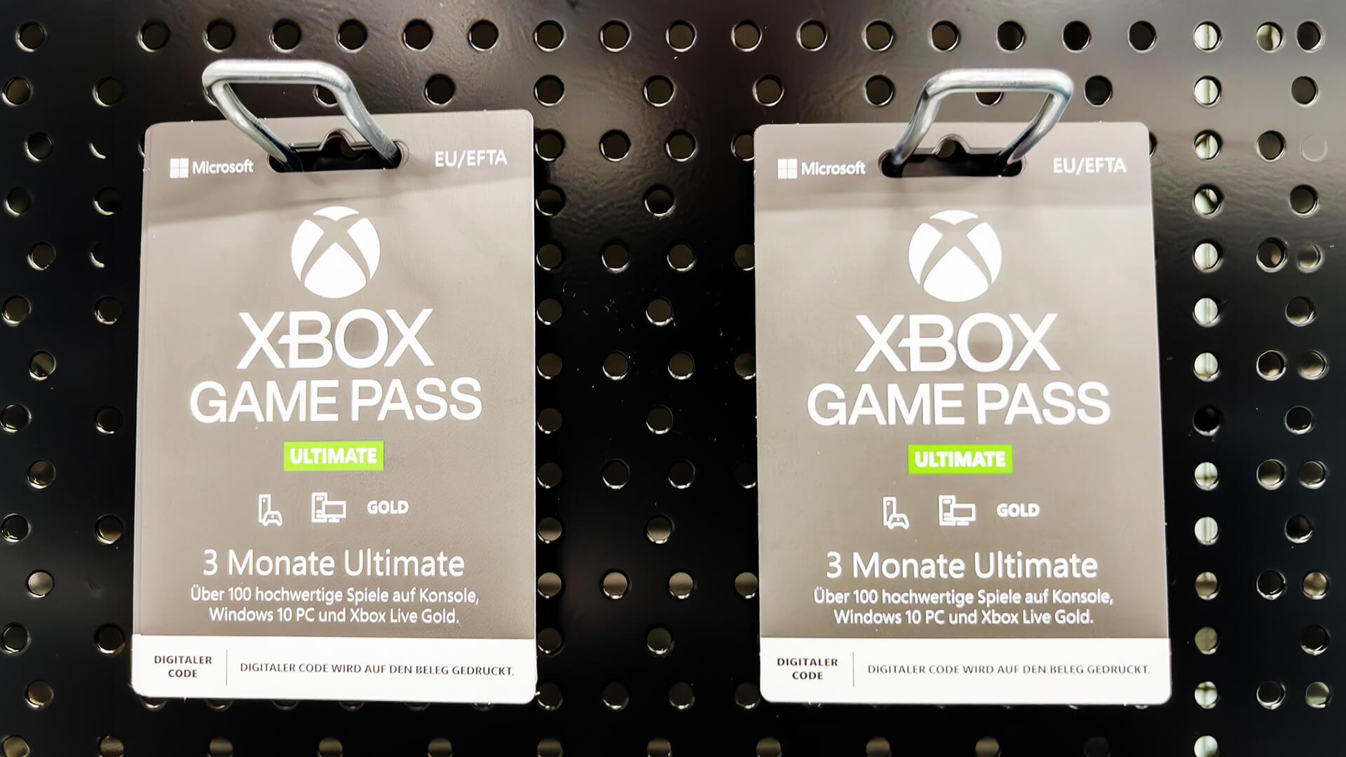 Three-month Xbox Game Pass Ultimate prepaid gift cards.
