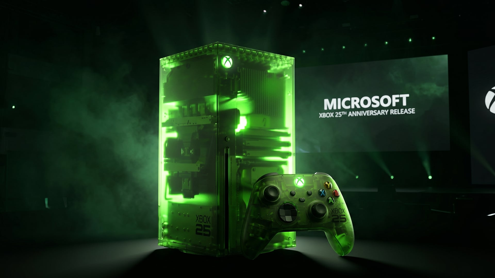 Translucent green Xbox Series X25 console.